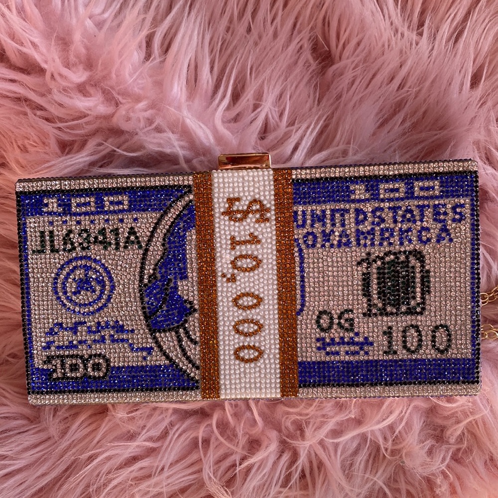 😍😍 Rhinestone Money Bag Clutch !!